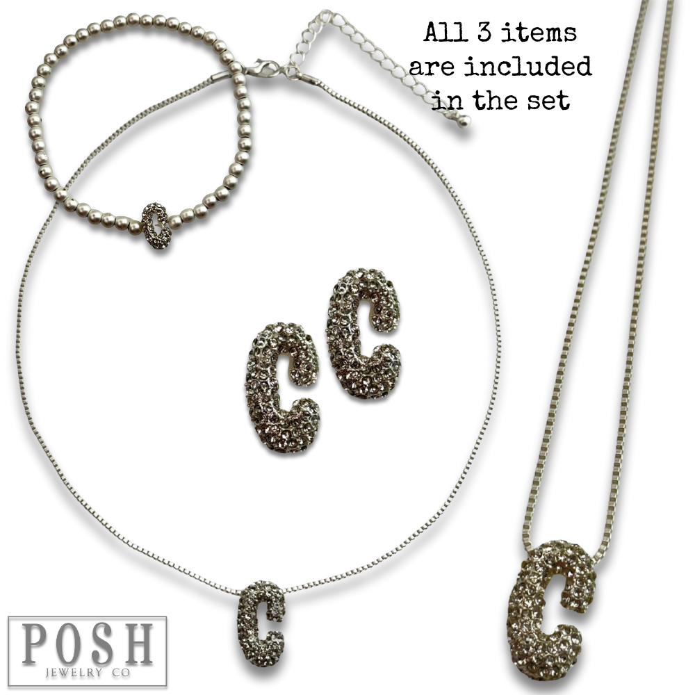 Pink Panache Brands - Wholesale Jewelry Set - Rhinestone initial jewelry set5