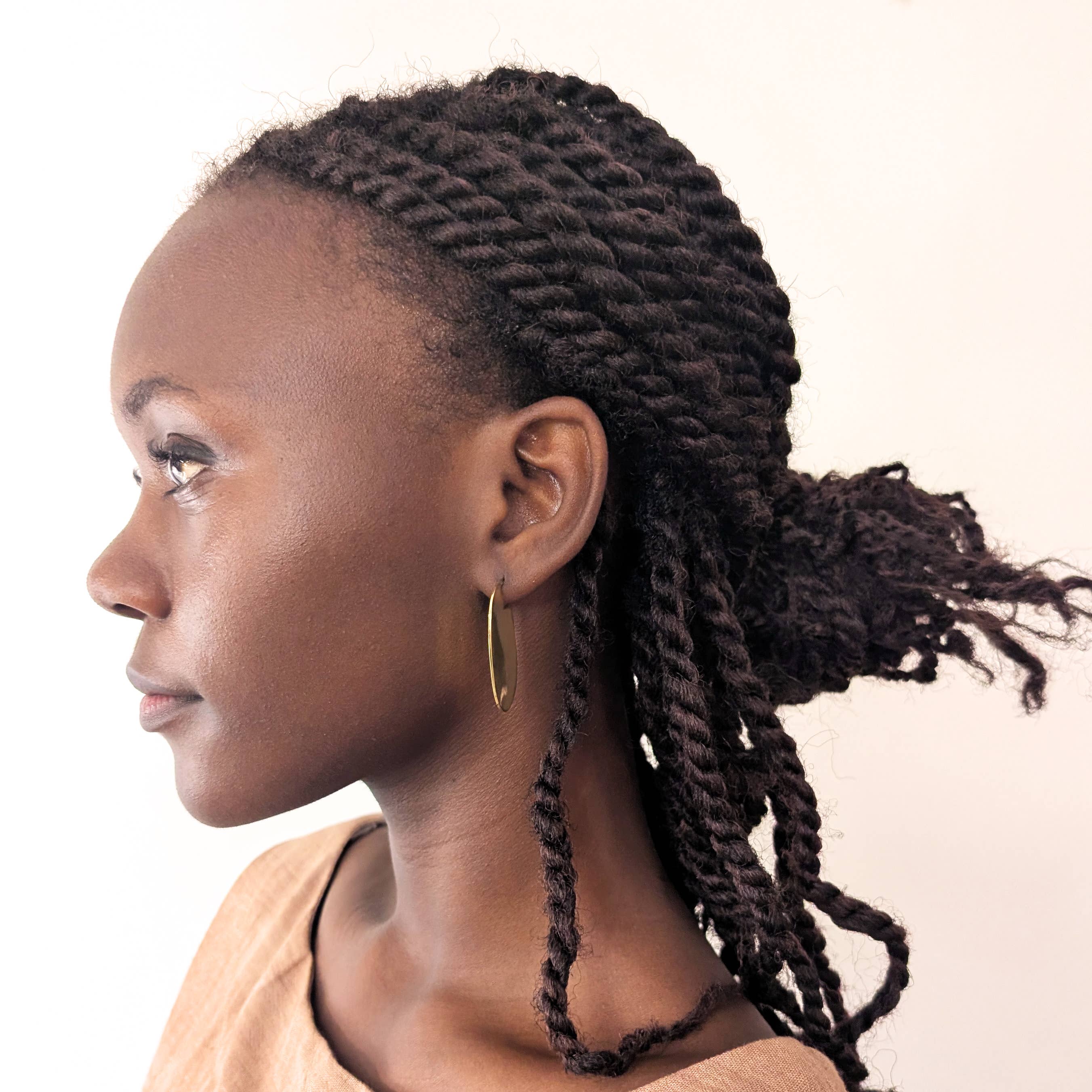 Swahili Coast - Wholesale Dangle Earrings - Oval Solid Stud - Recycled Brass2