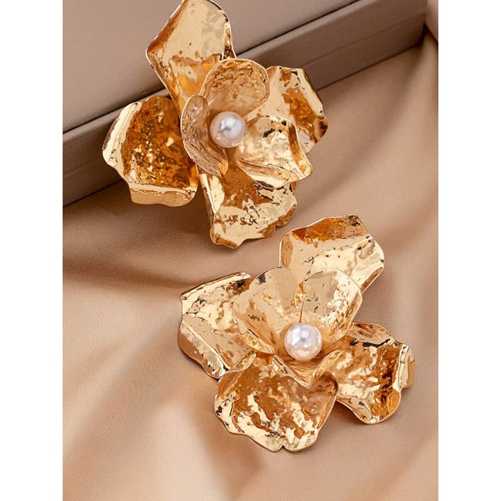 FurDecoration - Wholesale Dangle Earrings - Flower Shape Shiny Earrings Accessories2