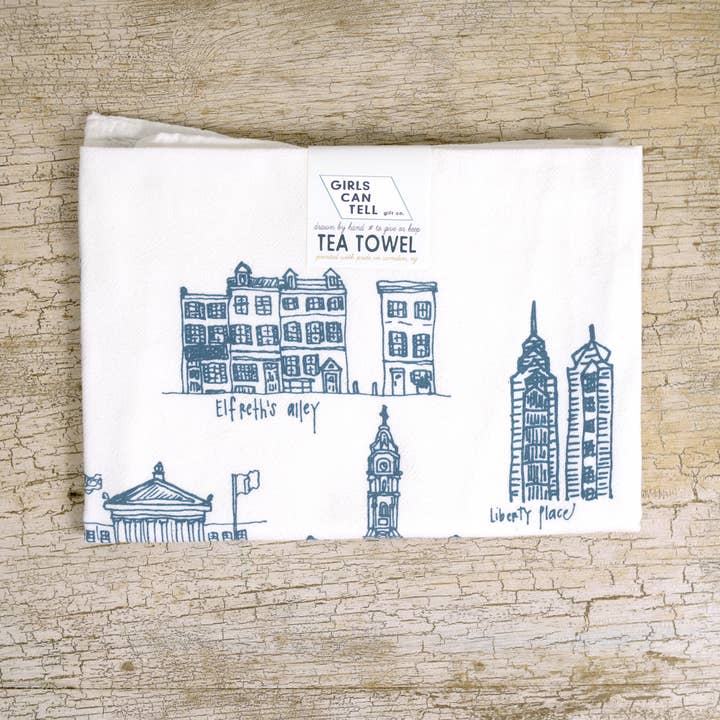 Philadelphia Landmarks Tea Towel | kitchen | flour sack for wholesale by Girls Can Tell