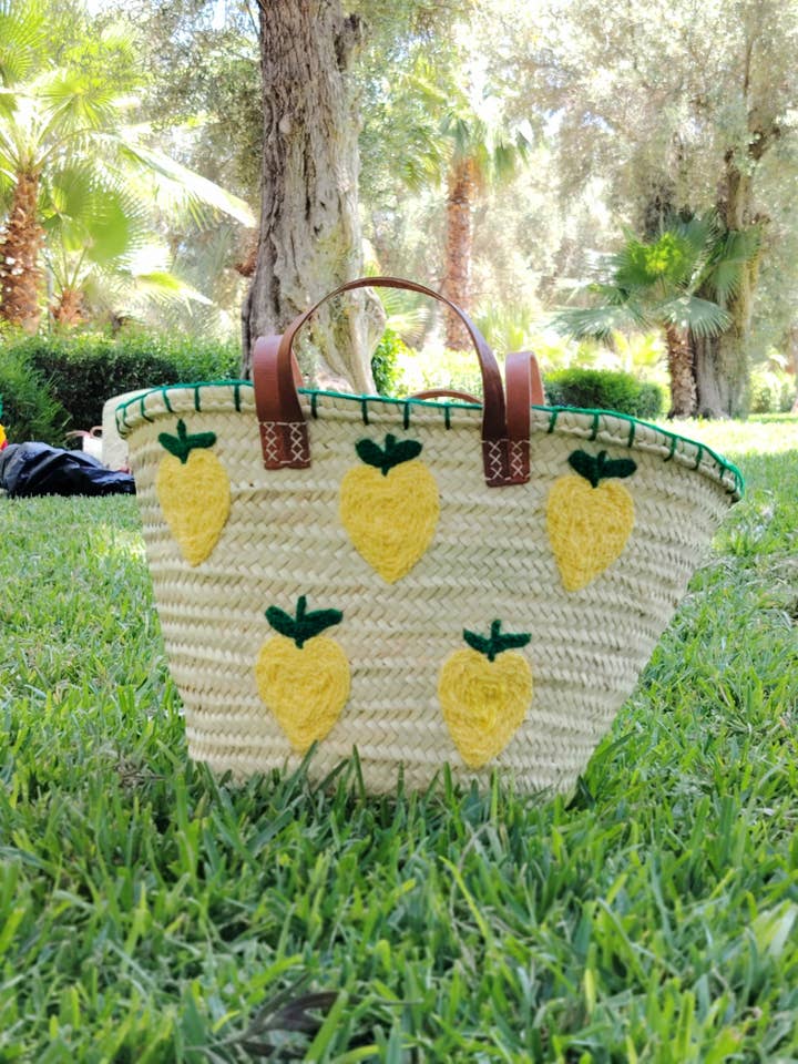 Sac en paille tressé à la main – Joli panier d'été pour la vente par Twins Basket