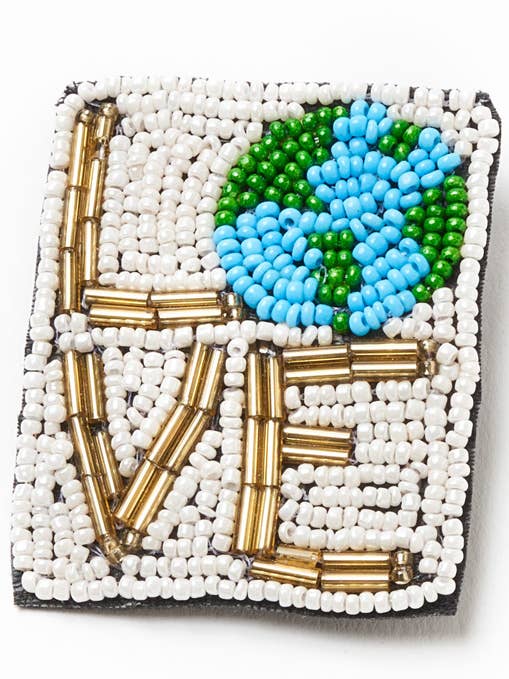 Bala Mani Beaded Love Mother Earth Brooch Pin - Handmade for wholesale by Matr Boomie Fair Trade