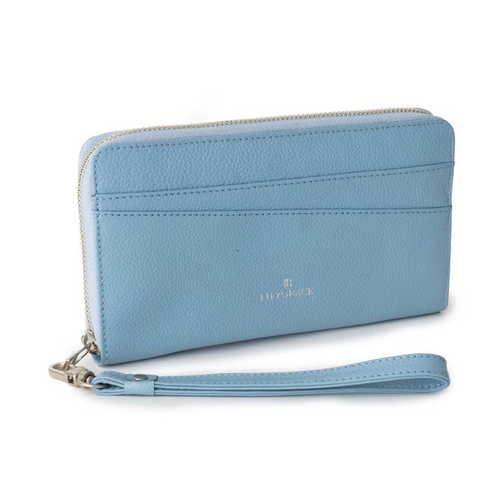 Leather Clutch - Airlie Blue for wholesale by Lily Grace Co.