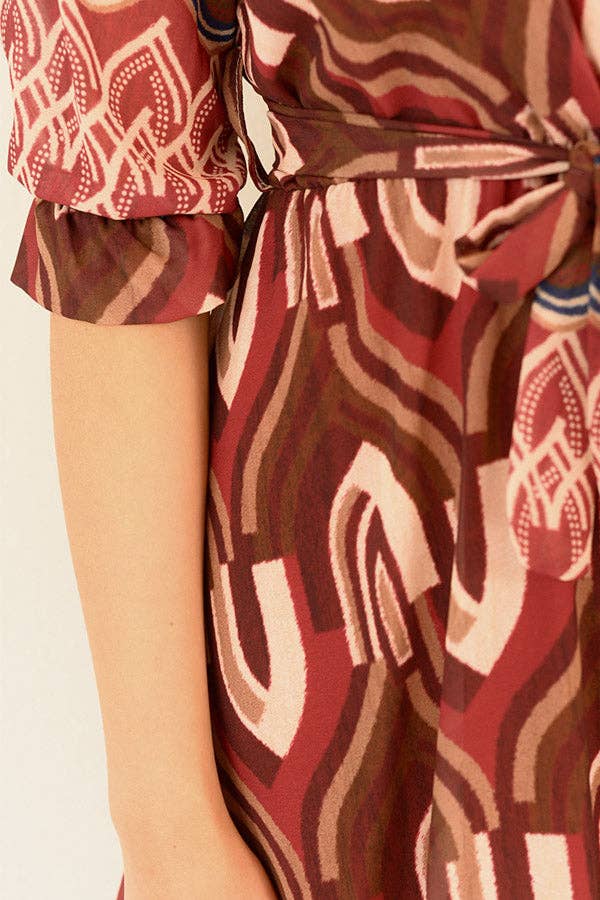 Ambiente - Wholesale Dress - Women's - V-NECK PRINT DRESS - D2023LA0246