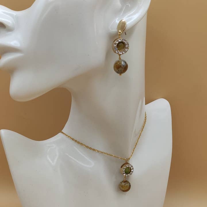 Grøn skyggefuld agat sæt for engroshandel hos Best company sas di Alaia carmela