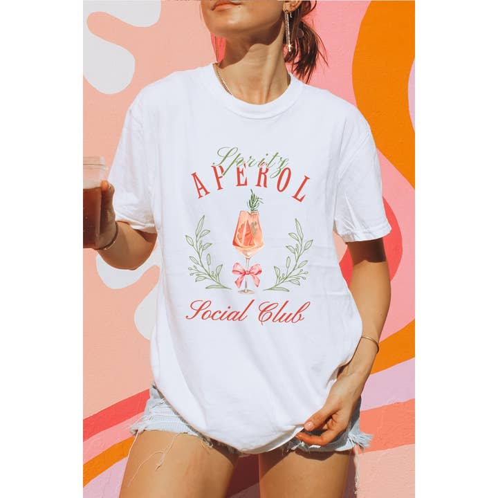 Illustrated Society - Wholesale T-Shirt (Graphic) - Women's - APEROL SPRITZ SOCIAL CLUB GRAPHIC OVERSIZED TEE