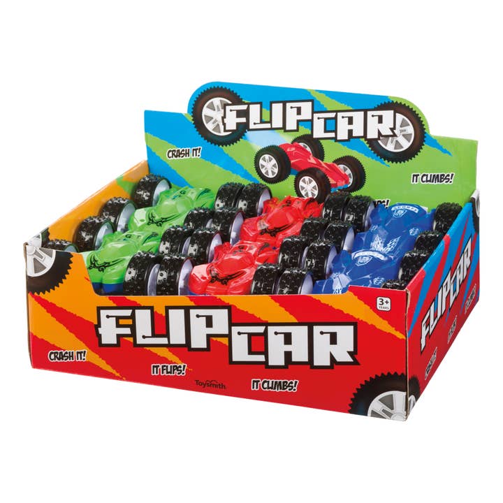 Toysmith - Wholesale Toy Car/Truck - Kids - Flip Car, Friction Pull-Back, Action Packed, Indoor/Outdoor
