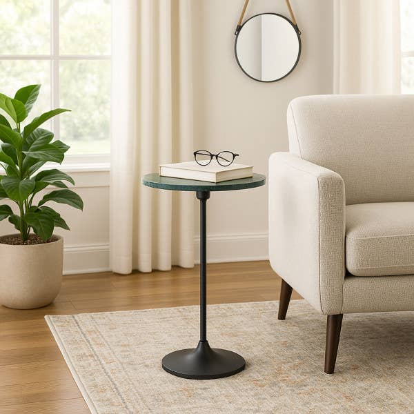 Marble Metal Accent Round Top End Table - Green, 27 in. for wholesale by Sagebrook Home