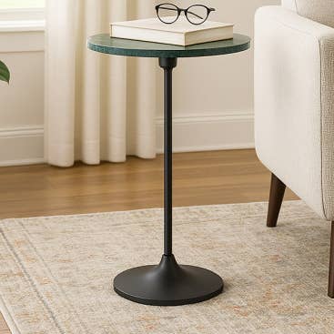 Marble Metal Accent Round Top End Table - Green, 27 in. for wholesale by Sagebrook Home