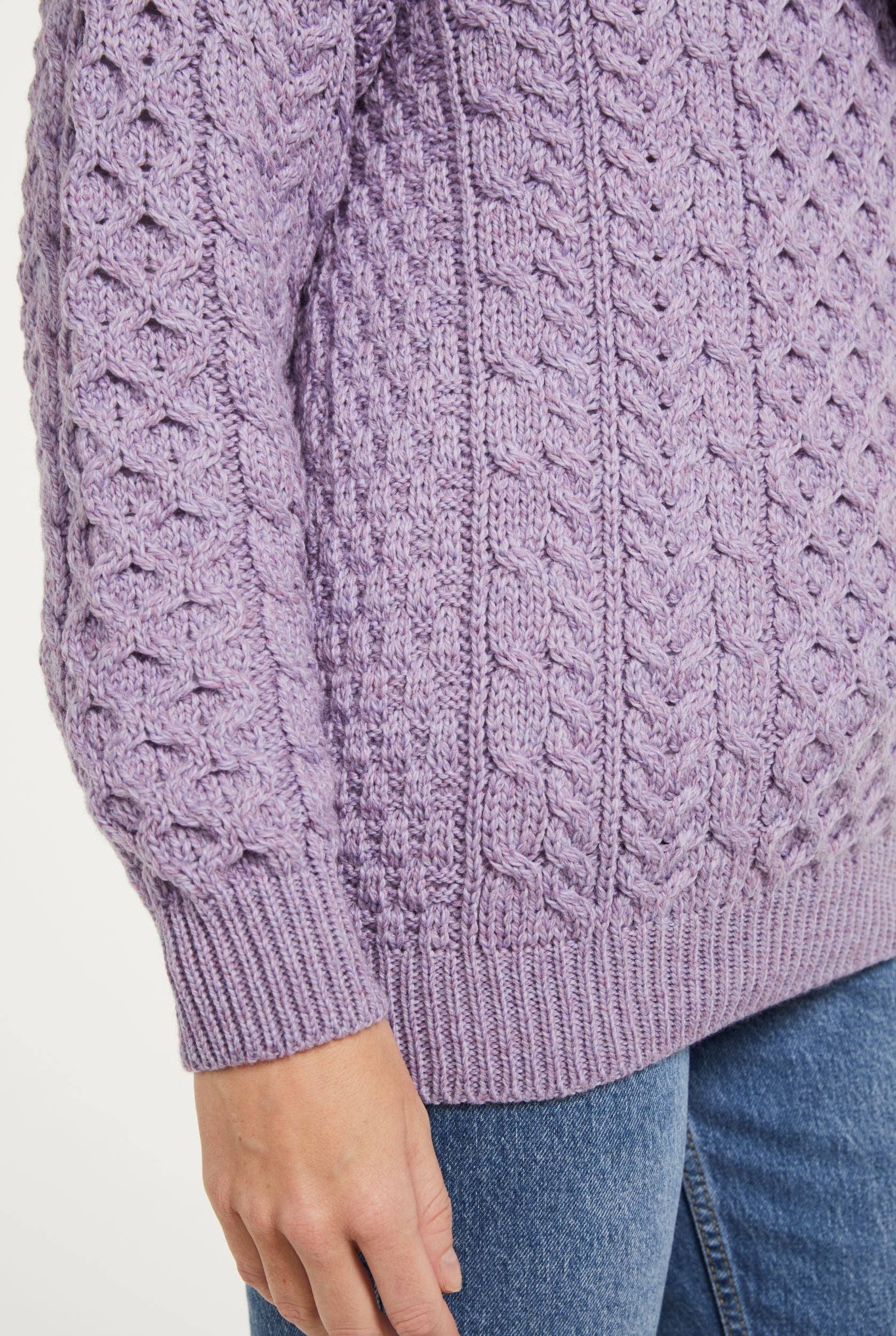 Aran Woollen Mills – wholesale Knitted jumper – Women′s – Inisheer Traditional Ladies Aran Sweater -  Lavender3