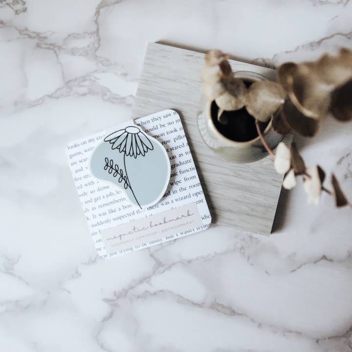 Muted Blue Wildflower Magnetic Bookmark for wholesale by West Creek Mercantile