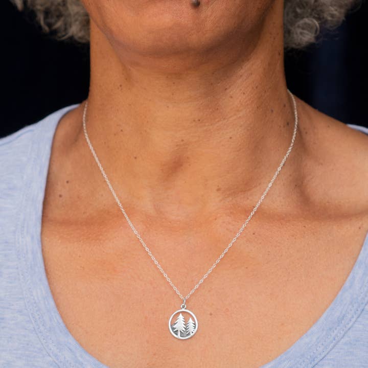 Nina Designs - Wholesale Pendant/Charm Necklace - Sterling Silver Trees and Mountain Necklace1