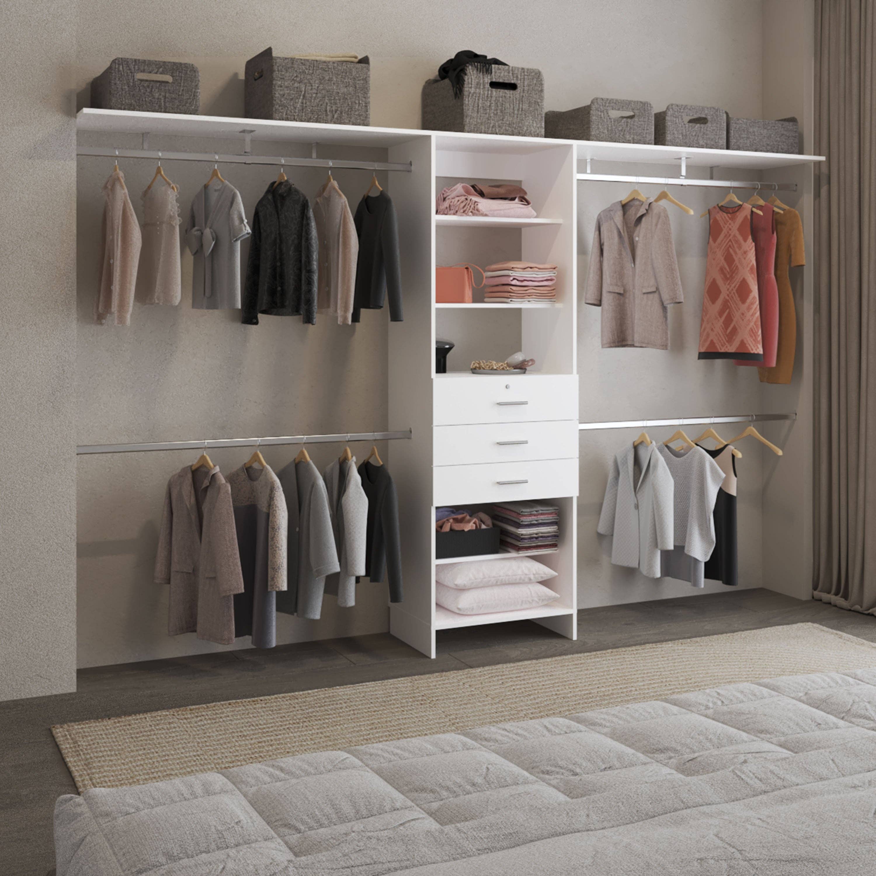TUHOME FURNITURE - Wholesale Bedroom Furniture - Walking Closet Plego 3, Open Wardrove for Wall With Shelves13