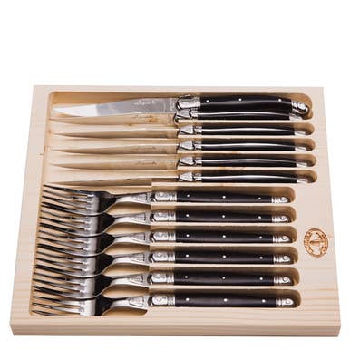 Jean Dubost 12 Pc Cutlery Set with Black Handles for wholesale by The French Farm