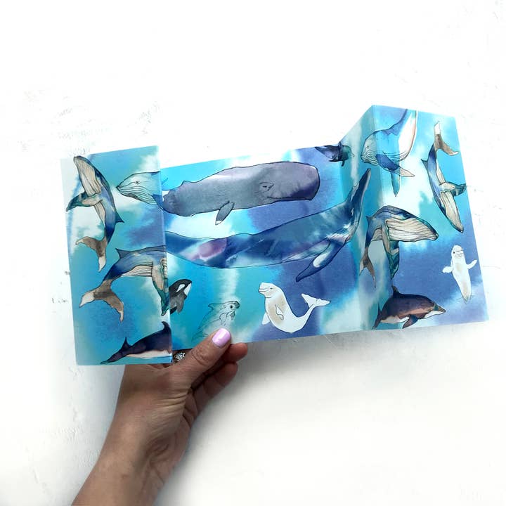 Whales Panorama Card for wholesale by Nina Nou