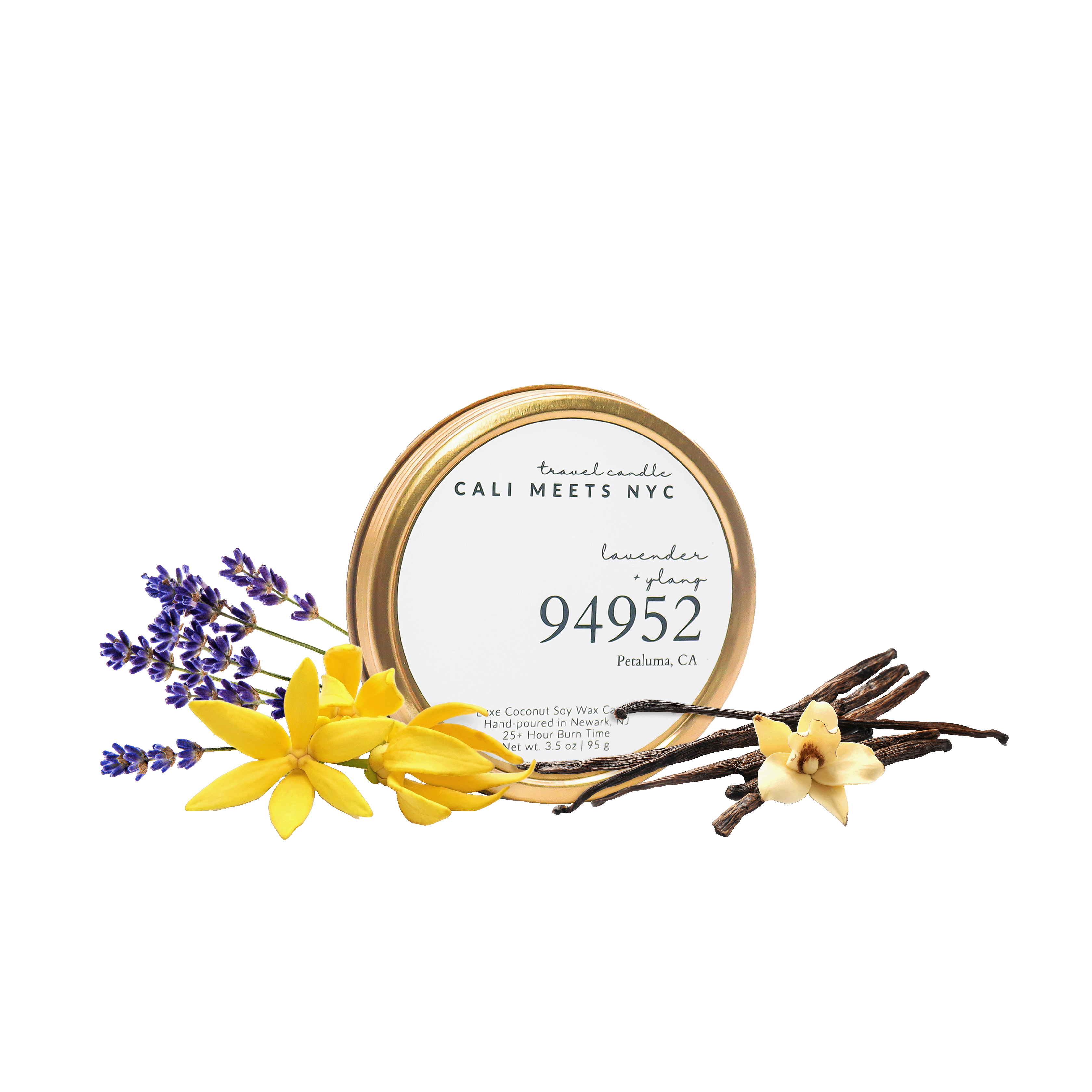 Cali Meets NYC - Wholesale Travel Candles - 94952, Lavender + Ylang Coconut Soy Candle Tin1