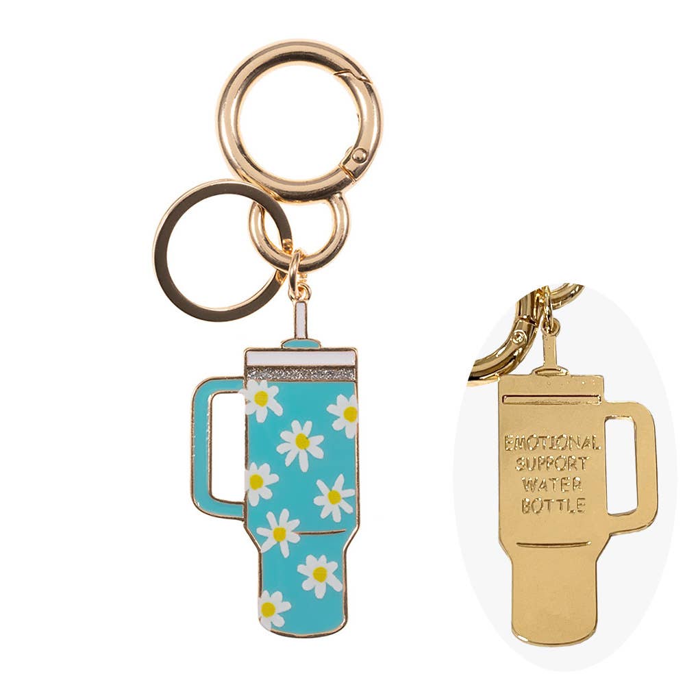 Sensibling Corp. - Wholesale Keychain - Women's - Enamel Floral Tumbler Back Engraved Keychain Bag Charm10