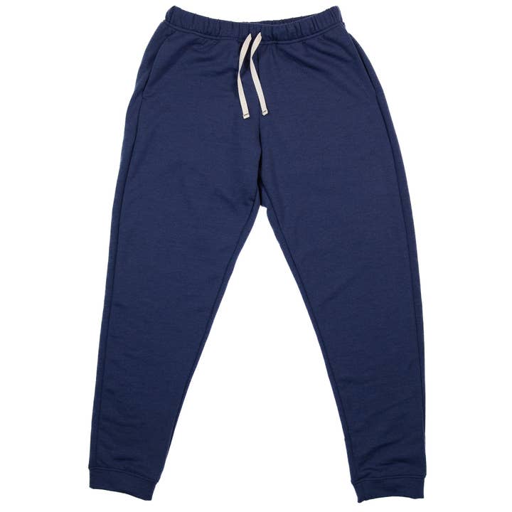 Jogging en laine mérinos Winter Wool - Marine pour la vente par Pinebury