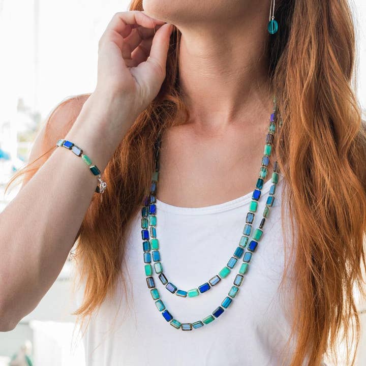 Ocean Mix Lange Perlenkette, 60" für den Großhandel von Stefanie Wolf Designs