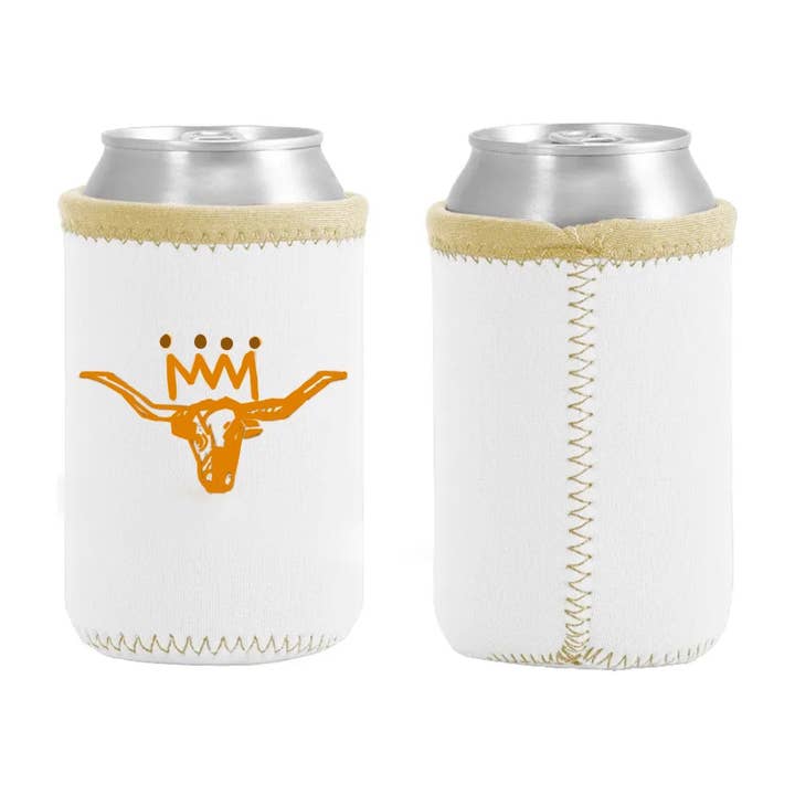 Burnt Orange x White Longhorn Koozie for wholesale by Stadium Shoppe & Co