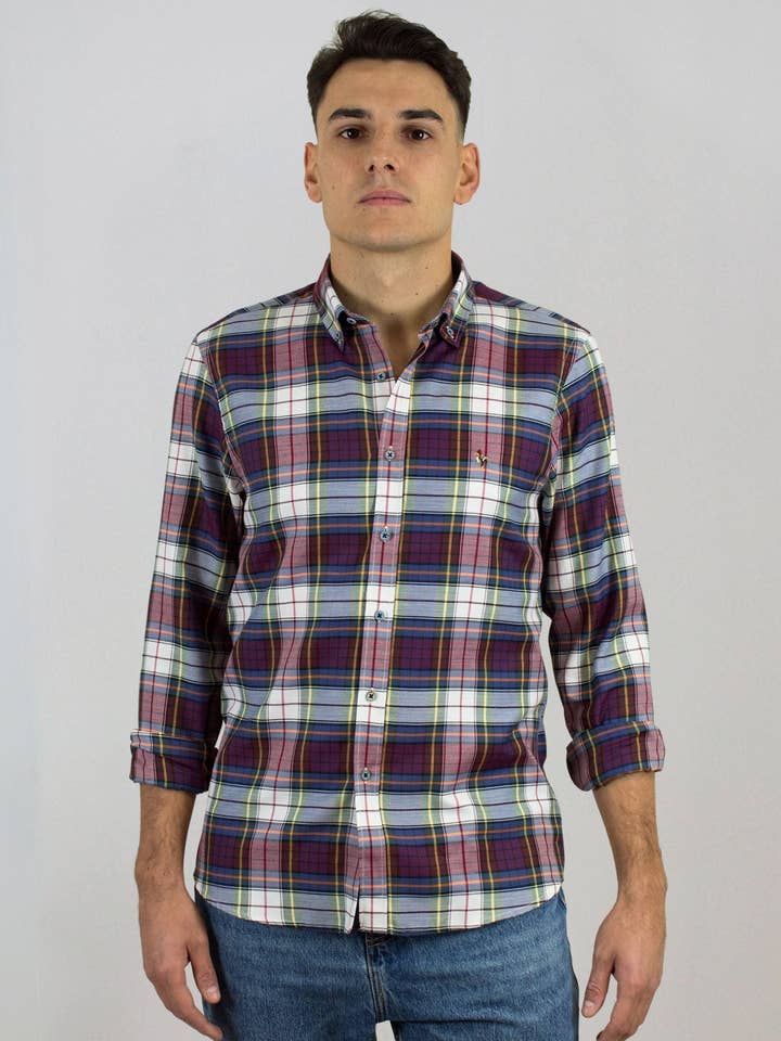 Camisa de cuadros grana para venta al por mayor de Patadegayo