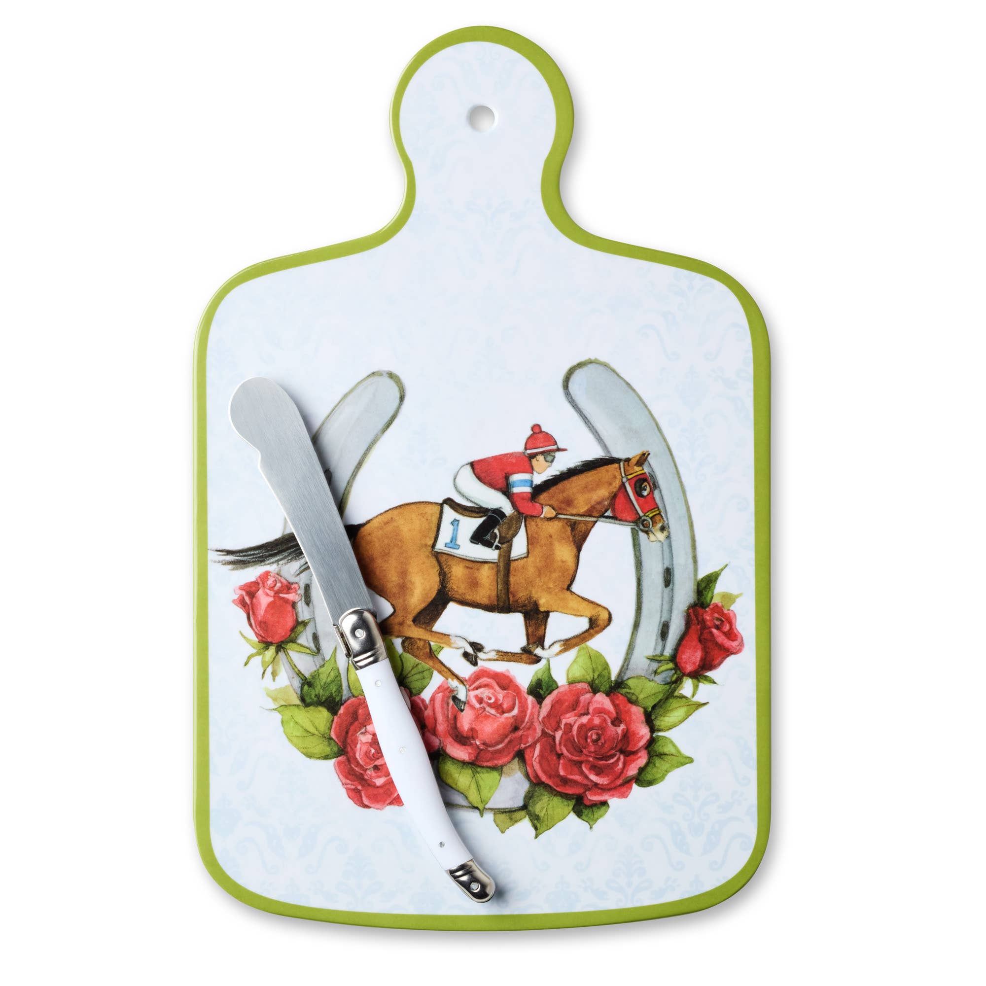 Certified International - Wholesale Cheese Board - Day at the Races Cheese Board 13.25in x 8in with Knife0