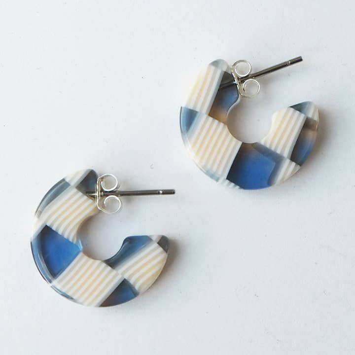 Ocean Checker Super Mini Hoop Earrings for wholesale by Custom Made