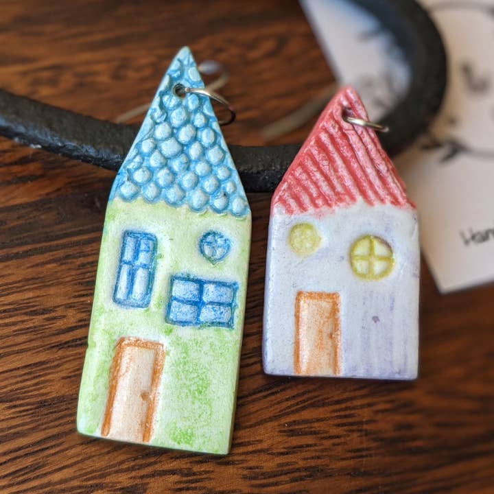 Mismatch house shaped earringS for wholesale by With Clay & Paint