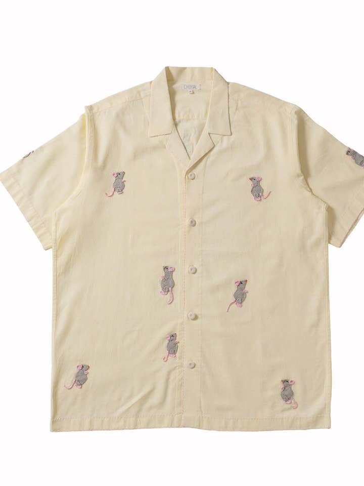 CHEMISE BRODÉE À LIGNE DE RAT - 100% COTON pour la vente par Choyal - Fair Trade Unisex Clothing