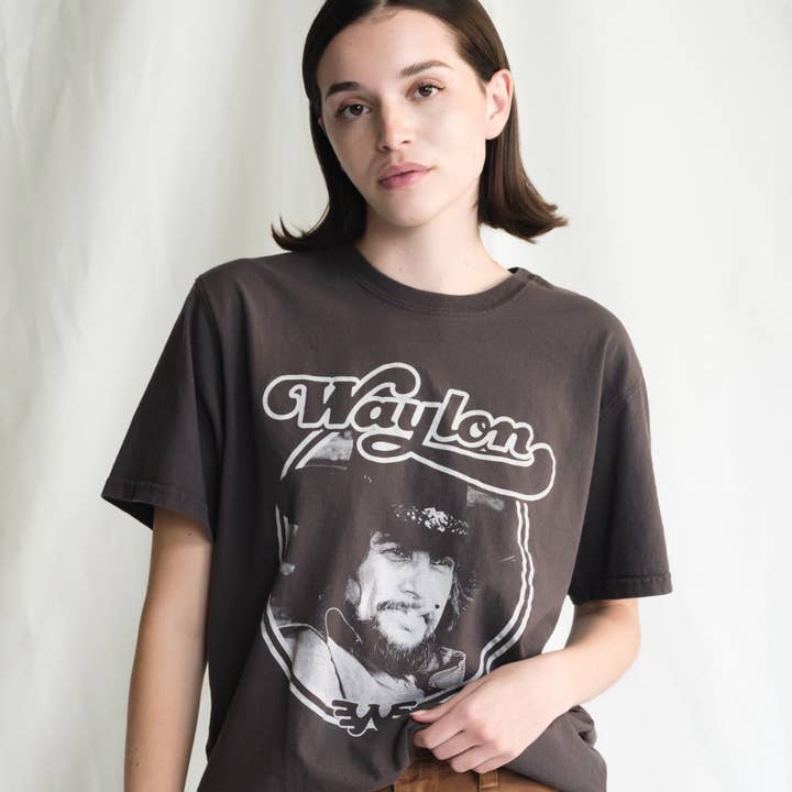 Waylon Jennings Portrait Tee and other Purchase Wholesale faded black t shirt. Free Returns & Net 60 Terms on Faire trending on Faire.