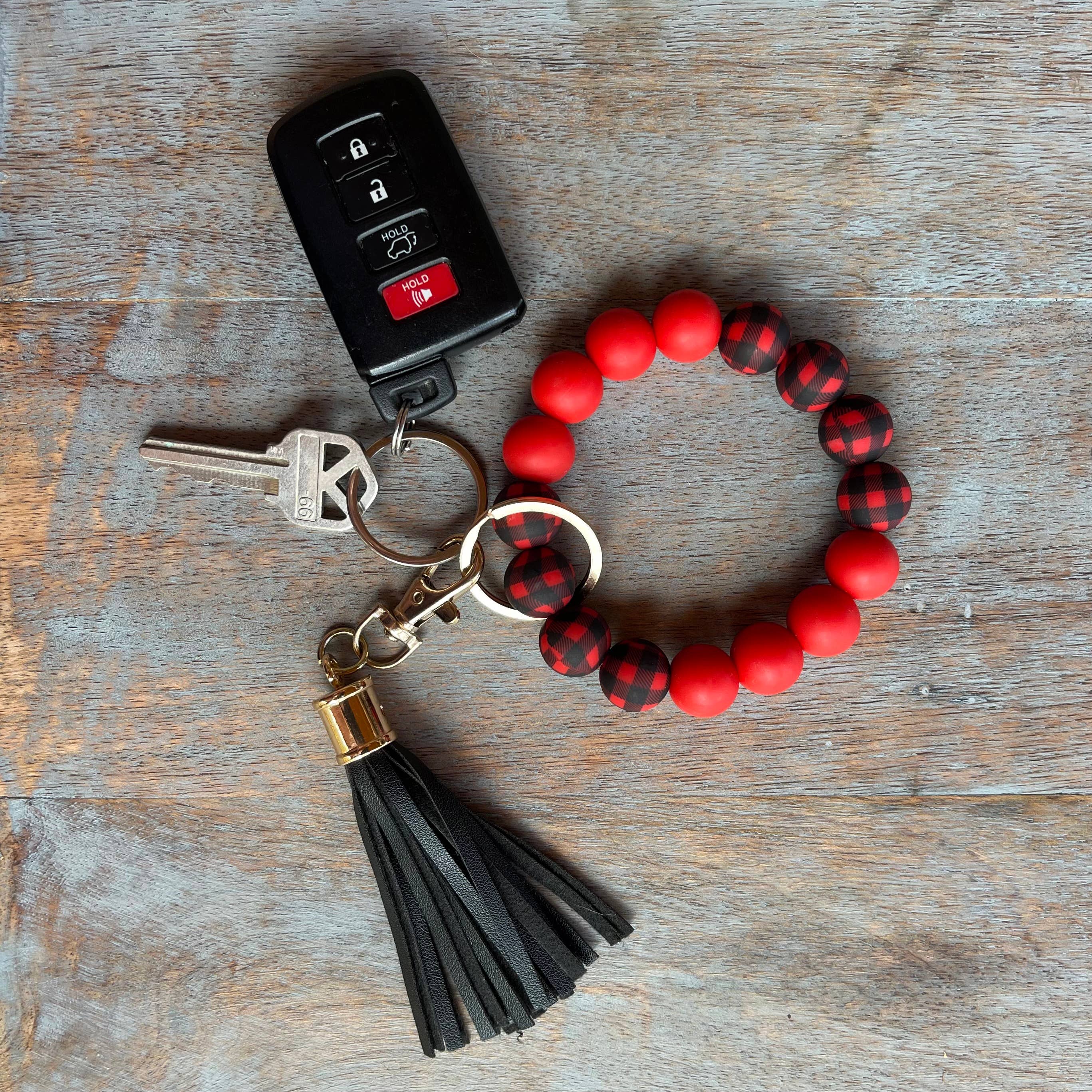 Laberri - Wholesale Keychain Bracelet - Silicone Beaded Bracelet Keychain - Buffalo Plaid1