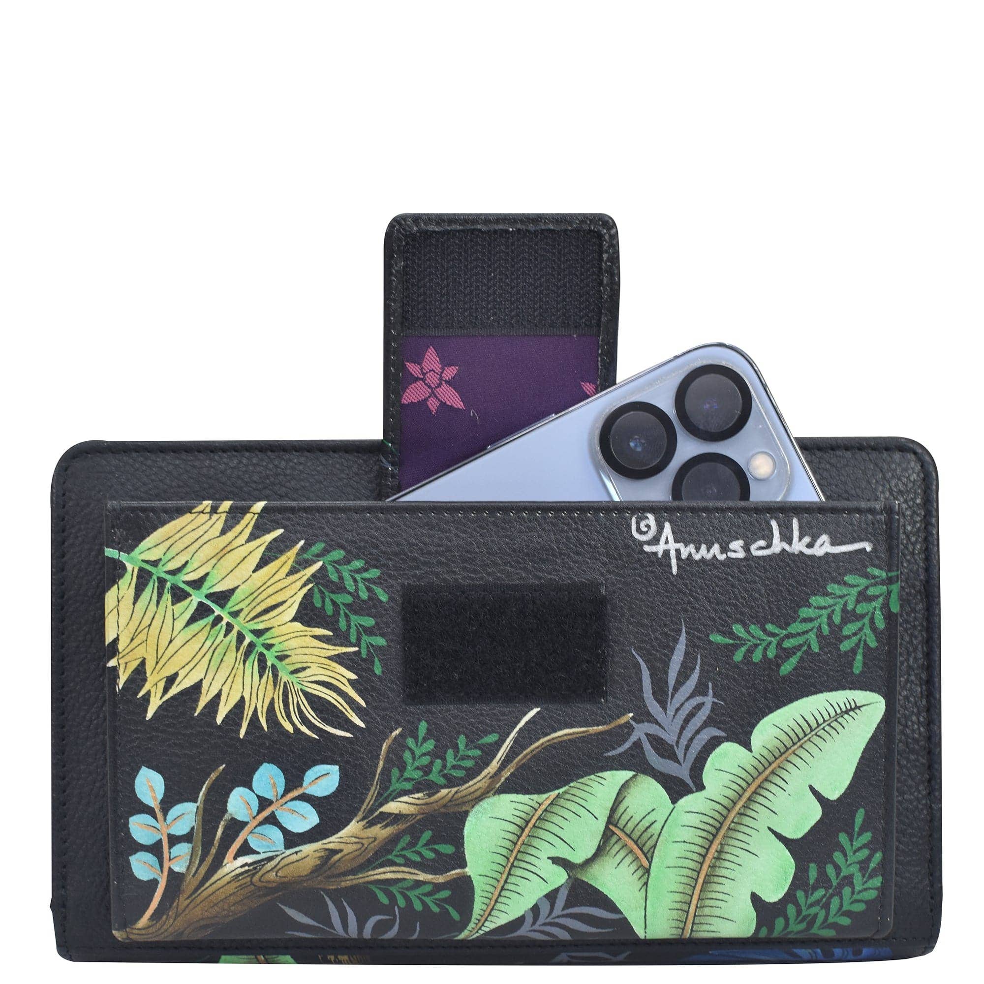 Anuschka | Vanya Lara (USA) - Wholesale Wallet - Women's - Hand-Painted Leather Organizer Wallet Crossbody - 11491