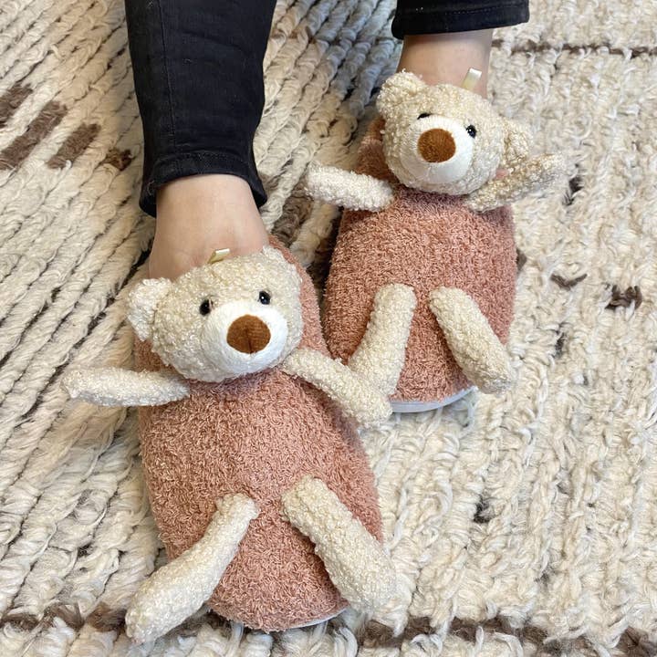 Cozy Teddy Bear Slippers with Non-Slip Sole Adorable for wholesale by DrifWoo
