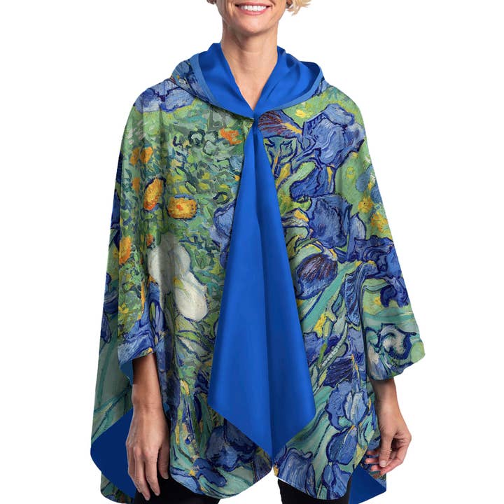 RainCaper – wholesale Regnrock - Dam – Fine Art Raincaper - van Gogh ”Iris” Vändbar Regn Cape