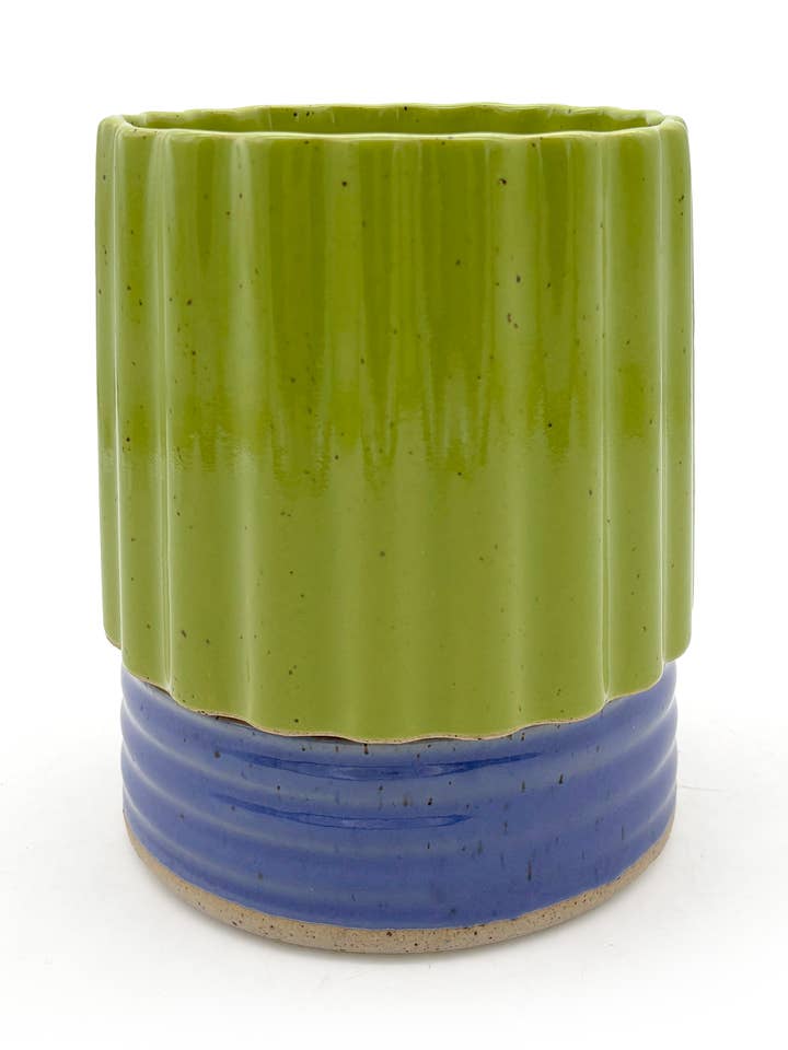 5" Planter with Drainage in Lime Indigo for wholesale by KEENE GOODS