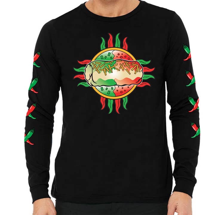 Burrito navideño Zia — Manga larga unisex negra para venta al por mayor de Metal the Brand