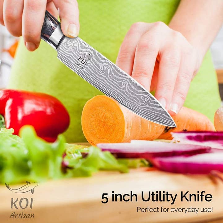 KOI Artisan - Wholesale Kitchen/Utility Knife - KOI ARTISAN Kitchen Utility Knife - 5 Inch Razor Sharp2