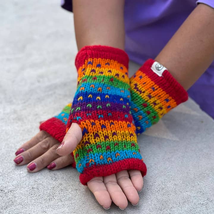 Lungta Imports - Wholesale Gloves - Women's - Woolen Hand Knit Fingerless Fleece Lined Gloves, Hand Warmer52