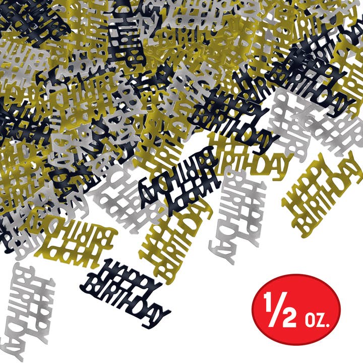 Beistle - Wholesale Confetti - Black, Gold, and Silver Happy Birthday Fanci-Fetti, 0.5 Oz3