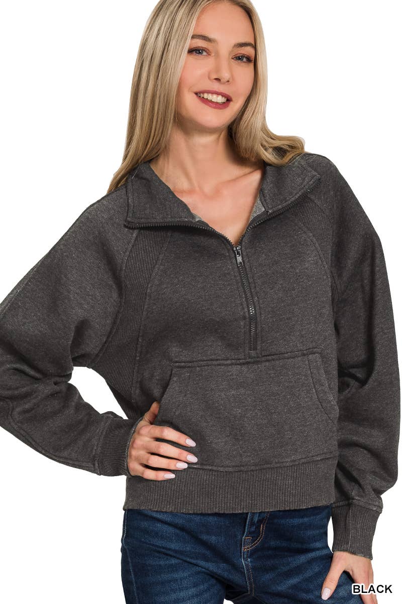 42POPS - Wholesale Sweatshirt - Women's - `.Half Zip Cropped Pullover20