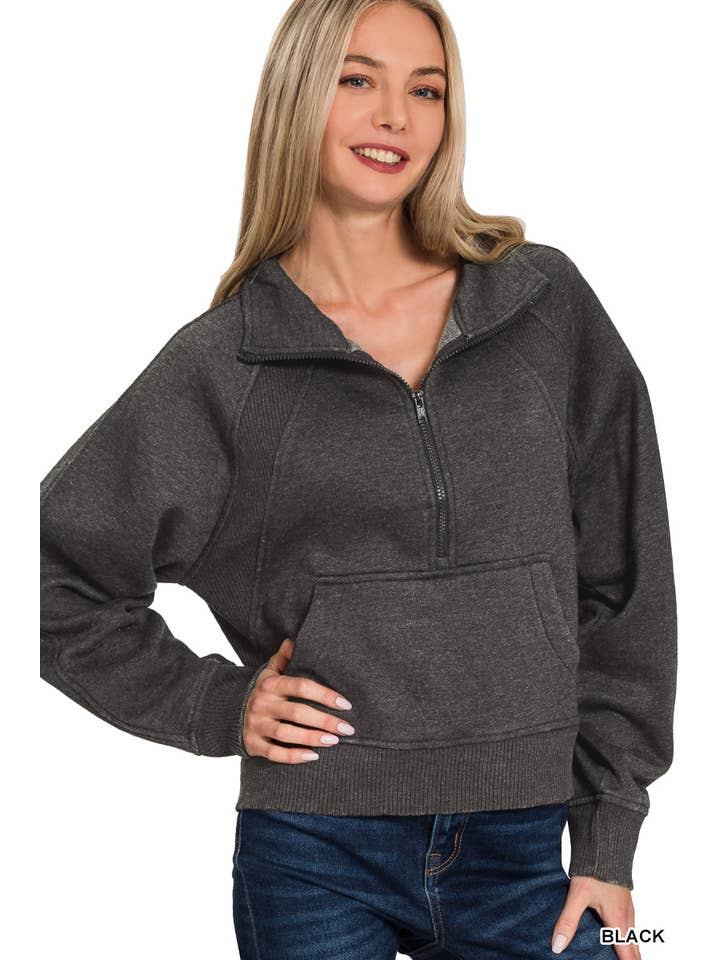 42POPS - Wholesale Sweatshirt - Women's - `.Half Zip Cropped Pullover20