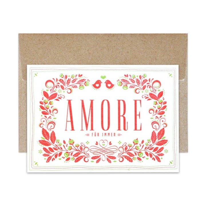 Cartolina bavarese Amore, pasta di legno, per la vendita all'ingrosso da parte di Heimatformat