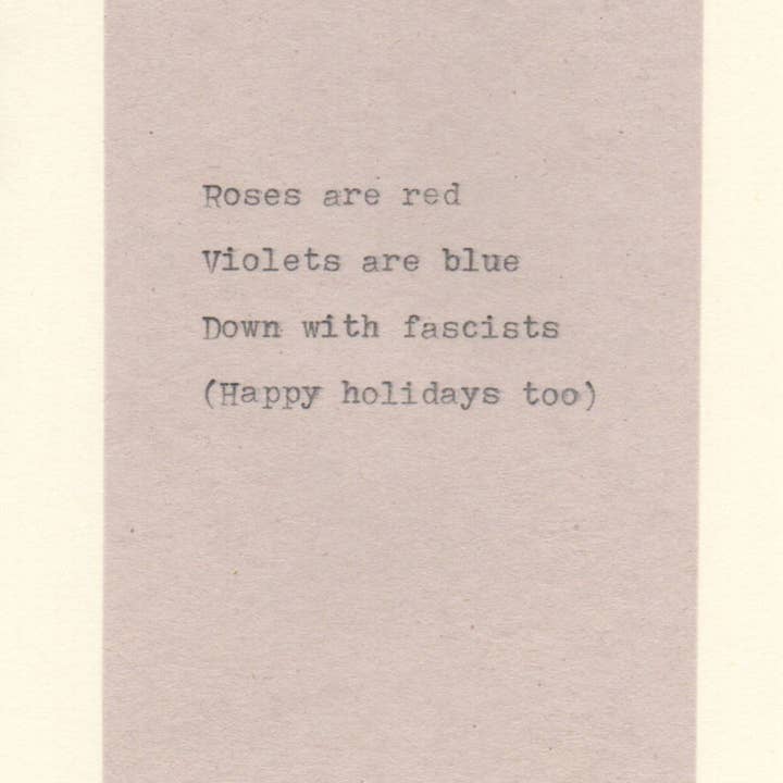 BlueSpecsStudio - Wholesale Christmas Card - Down With Fascists Funny Politics Holiday Card | Christmas Card Activist Humor