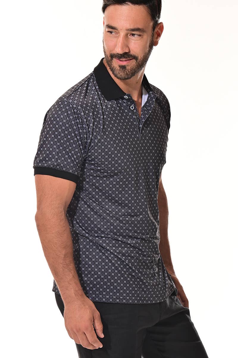 BLACK GREY Men's S/S Polo Stretch Performance Cool Feel-A-MKT3297 for wholesale on Faire2