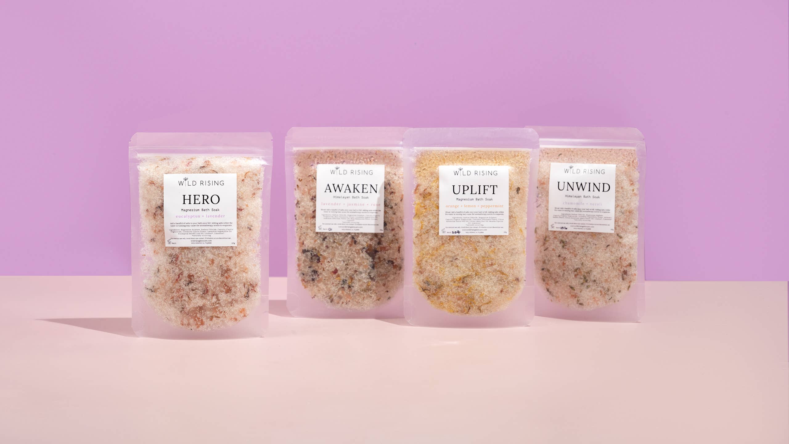 Wild Rising Skincare - Vente Sel de bain - Sels de bain Epsom pour muscle à l'huile de noix de coco, eucalyptus et lavande3