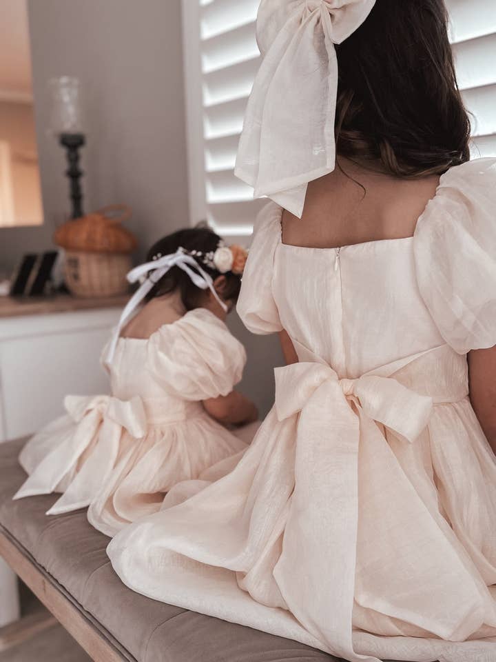 A Little Lacey - Wholesale Dress - Kids - Lucy Girls Champagne Midi Dress