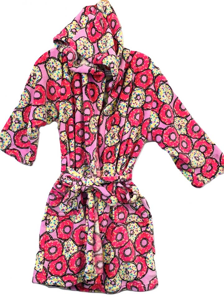 Fuzzy Pink Sprinkled Donuts Robe for wholesale by Made With Love & Kisses