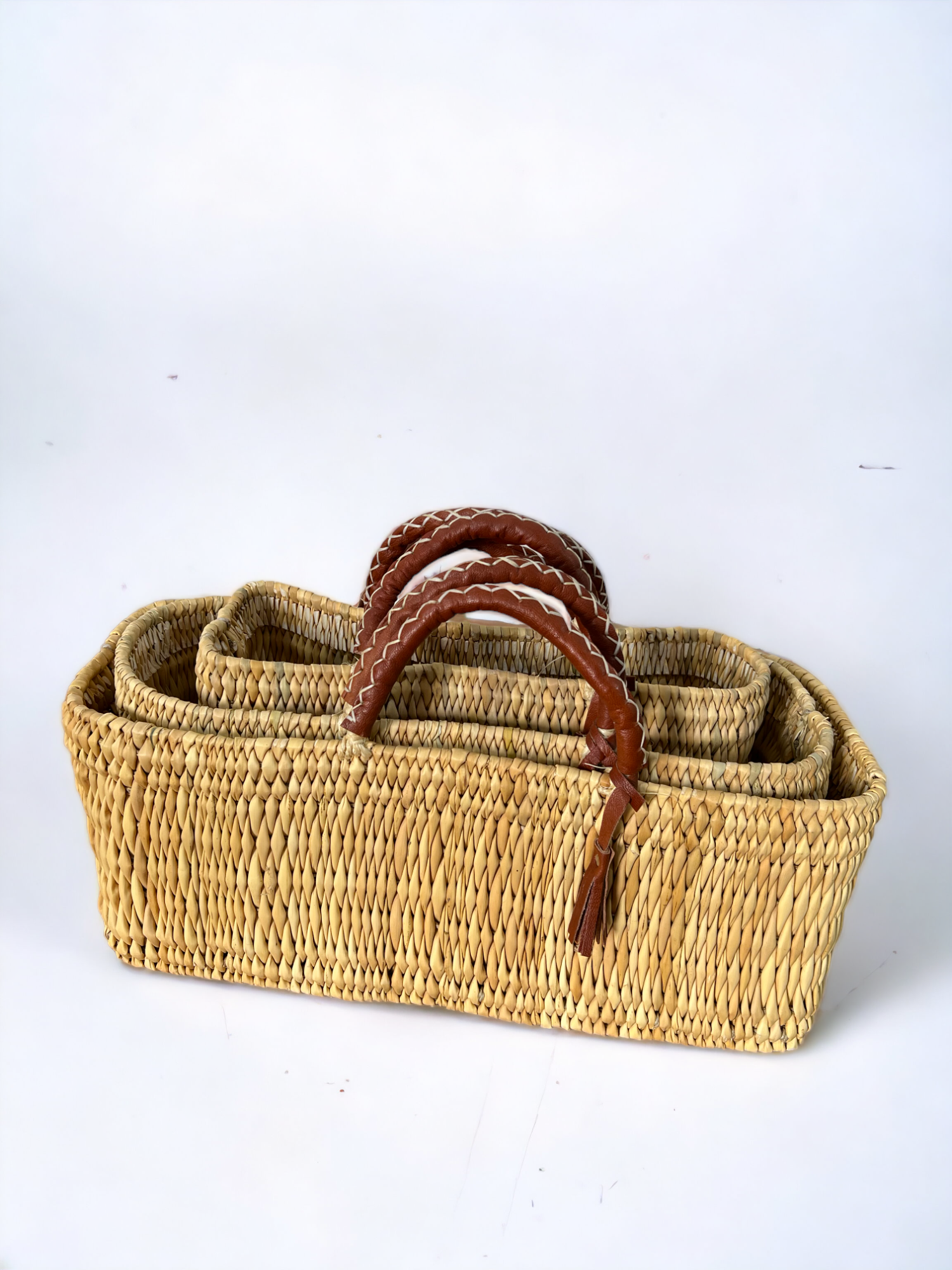 HandmadeBestSeller - Wholesale Mand - Rieten opbergmanden - leren handgrepen in 2 kleuren8