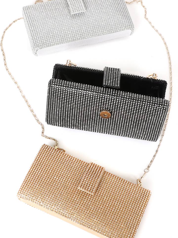 Dual Rectangular Crystal Studded Evening Bag for wholesale by SP Sophia Collection