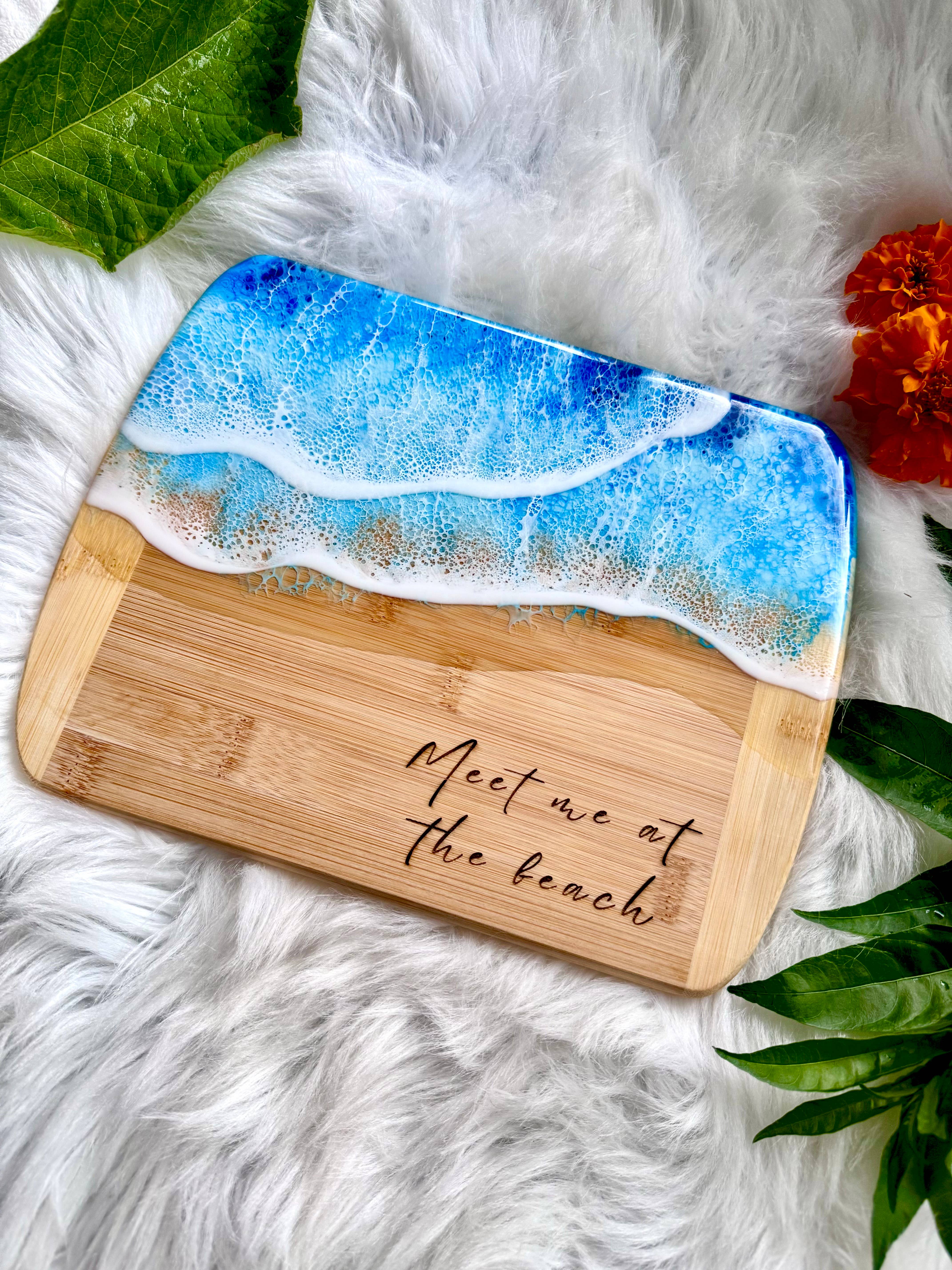 TBM Creations LLC - Wholesale Cutting Board - MEET ME AT THE BEACH Charcuterie board | Resin Cheese board3